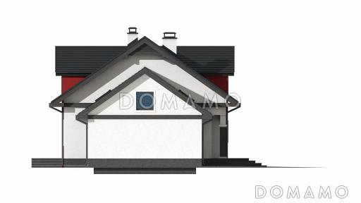 Проект одноэтажного мансардного дома из кирпича с кабинетом, эркером, балконом над ним и гаражом / Фасад 1