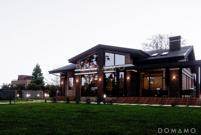 Проект дома из газобетона с мансардным этажом, верандой и 3 спальнями