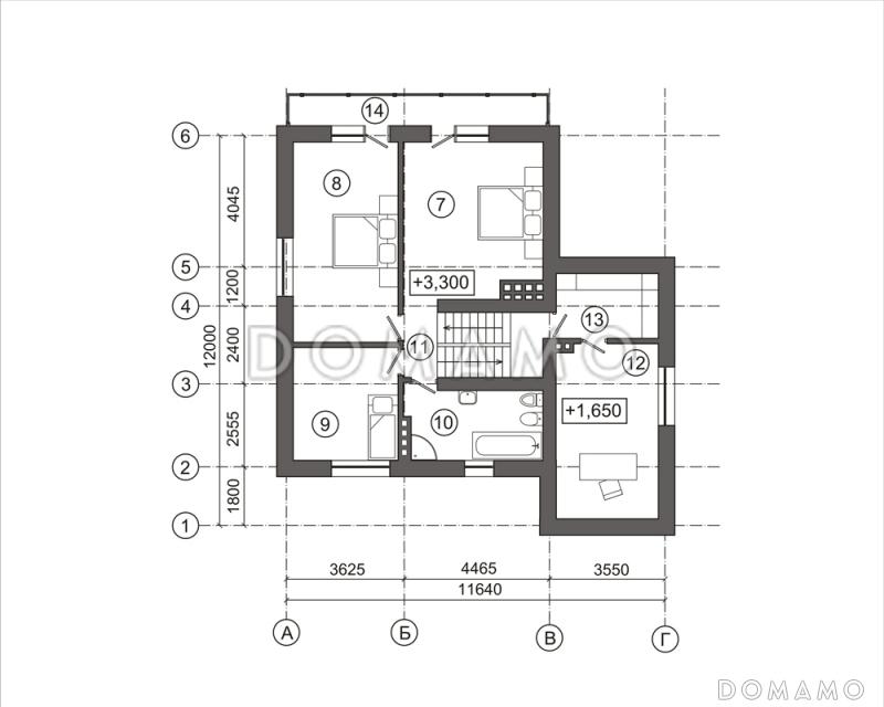 Проект загородного дома со свободной планировкой / План мансардного этажа