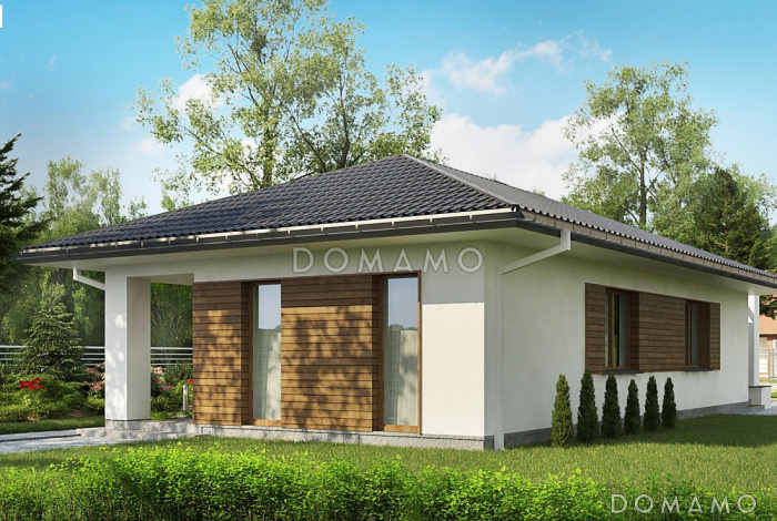 Проект компактного одноэтажного дома из кирпича для небольшой семьи