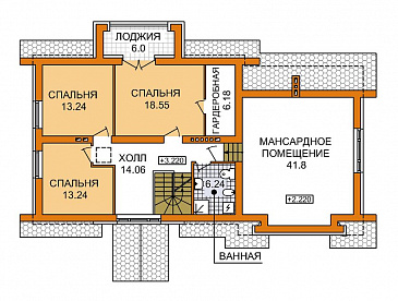 Проект дома из пеноблоков с бассейном, спортзалом и небольшой сауной / План мансардного этажа