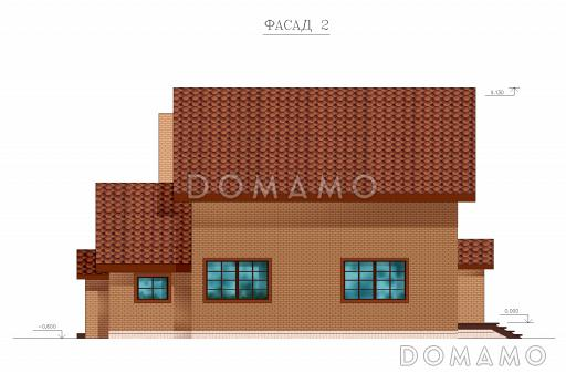 Проект одноэтажного дома с мансардным этажом и зимним садом / Фасад 2