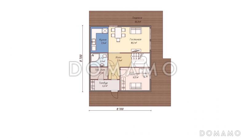 Каркасный дом "Лоза" / План 1 этажа