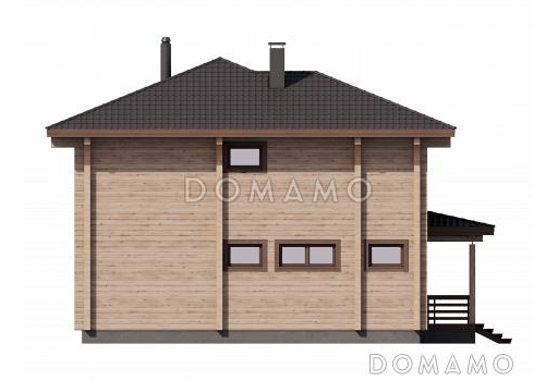 Проект дома из бруса с угловой террасой, вместительной гардеробной и кабинетом / Фасад 3