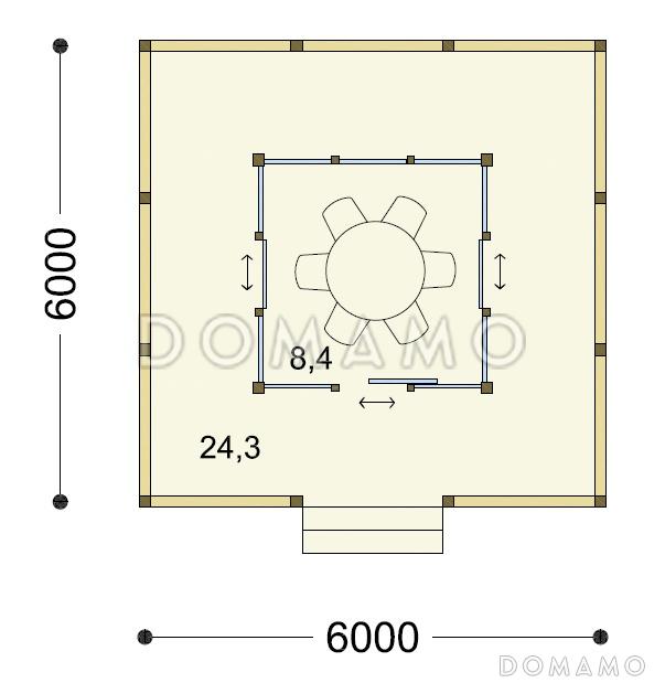 Проект квадратной беседки / План 1 этажа