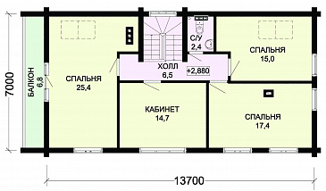 Проект деревянного дома с отдельным входом в котельную / План мансардного этажа