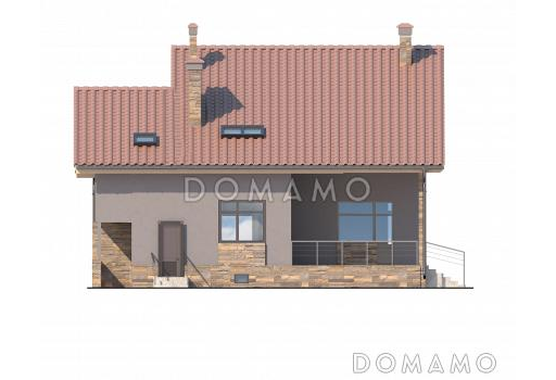 Дом с гаражом на одну машину, спальней на первом этаже, бильярдной в подвале / Фасад 3