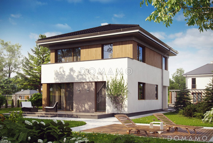 Проект загородного дома с подвалом, вытянутой кухней с кладовой, светлыми спальнями на втором этаже