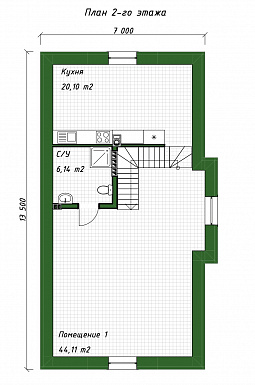 Проект двухэтажного кирпичного дома со вторым светом, навесом для автомобиля и открытой террасой на втором этаже / План 2 этажа