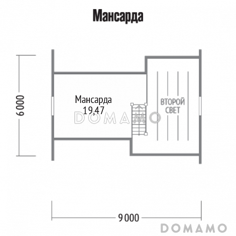 Проект яркого дома из бруса / План мансардного этажа