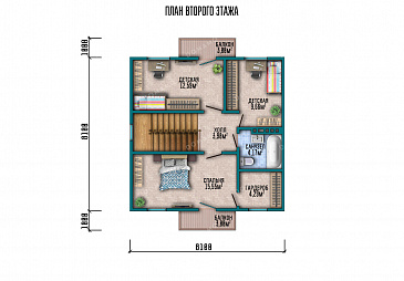 Проект коттеджа в стиле шале с 4 спальнями и нестандартными фасадами / План мансардного этажа