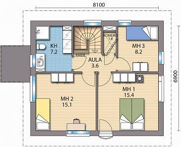 Проект двухэтажного каркасного дома c рациональной планировкой / План 2 этажа