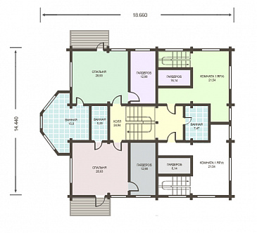 Проект огромного дома из клееного бруса общей площадью более 600 м2 / План 2 этажа