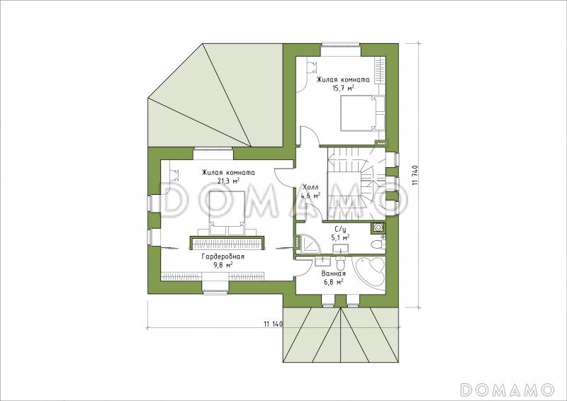 Проект углового коттеджа / План 2 этажа