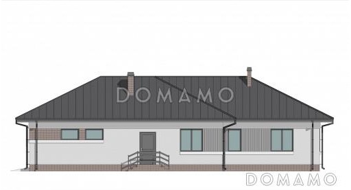 Проект дома из газобетона с двухместным гаражом и двумя террасами / Фасад 1