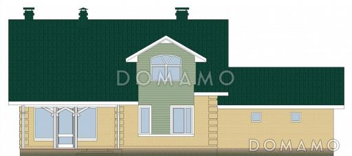 Проект каркасного дома с навесом для двух машин и крытой террасой / Фасад 1