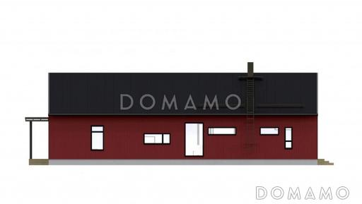 Проект одноэтажного каркасного дома с отдельным входом в небольшую сауну / Фасад 4