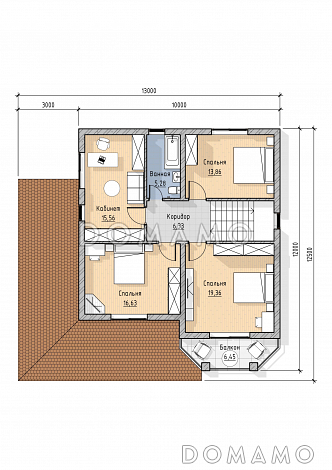 Проект двухэтажного дома в современном стиле / План 2 этажа