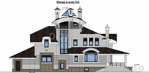 Проект современного дома из кирпича с сауной / Фасад 3