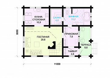 Проект деревянного дома со вторым светом / План 1 этажа