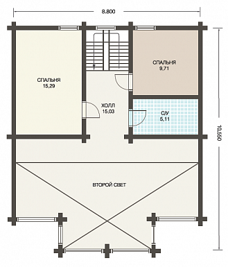 Проект дома с мансардой из клееного бруса с большим вторым светом / План мансардного этажа
