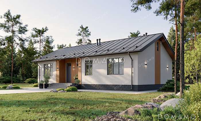 Проект одноэтажного дома с 4 спальнями и открытой террасой