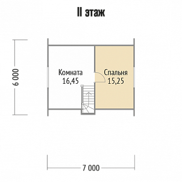 Проект каркасного дома с двухцветной отделкой фасада / План мансардного этажа