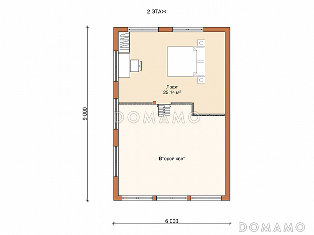 Каркасный дом "Ханко" / План 2 этажа