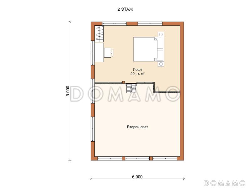 Каркасный дом "Ханко" / План 2 этажа