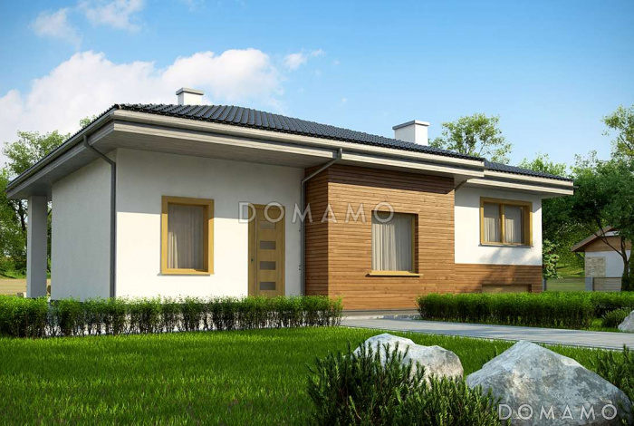 Проект комфортного одноэтажного дома из газобетона с подземным гаражом и бильярдной на цокольном этаже