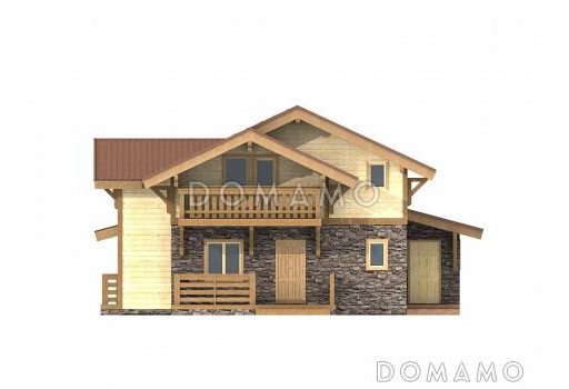 Проект современного каркасного дома с двумя террасами / Фасад 2