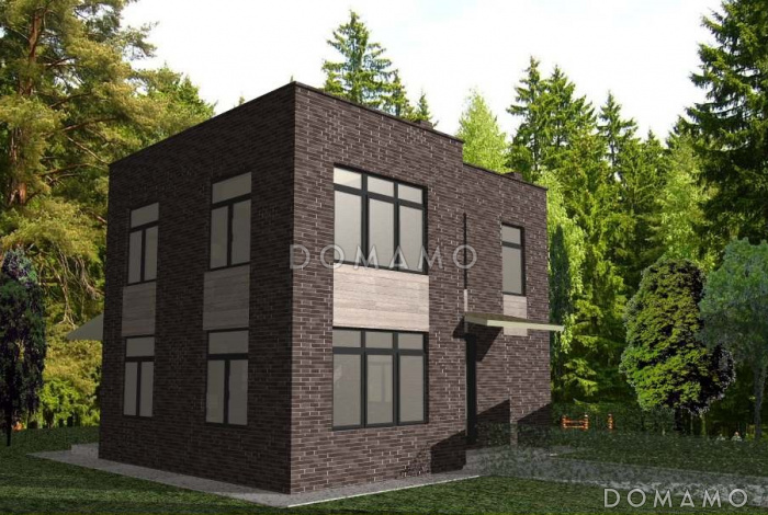 Проект коттеджа с плоской кровлей из клееного бруса