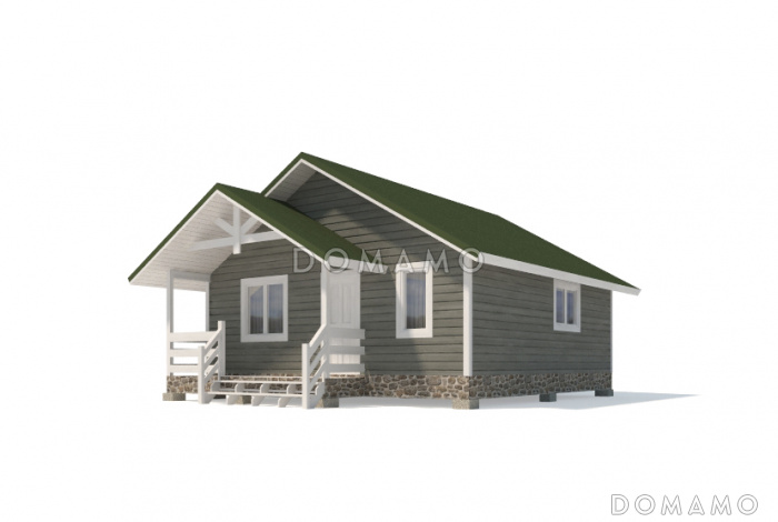 Проект дома из клееного бруса с двумя маленькими спальнями