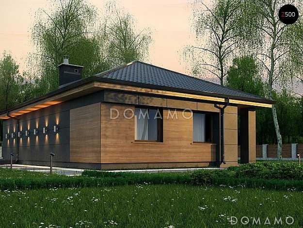 Проект стильного одноэтажного дома из газобетона для небольшой семьи