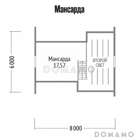 Проект миниатюрного дома из клееного бруса / План мансардного этажа