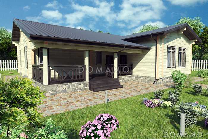 Проект уютного одноэтажного дома из клееного бруса