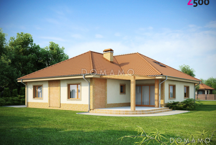 Проект одноэтажного дома из газобетона с тремя спальнями, просторной гостиной и гаражом