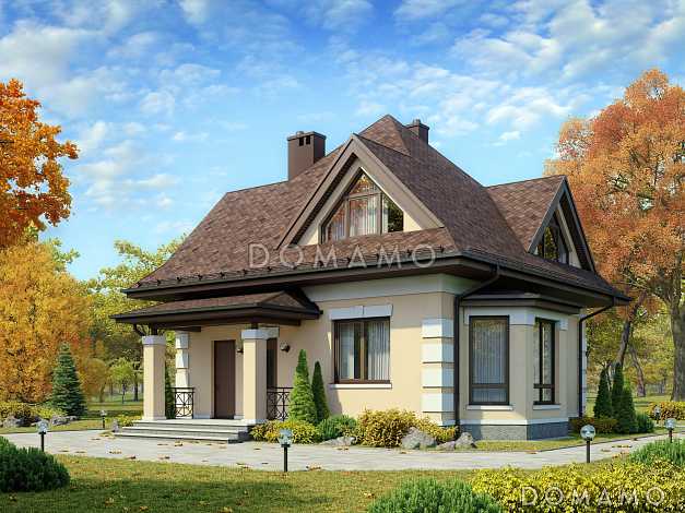 Проект дома из газобетона с эркером