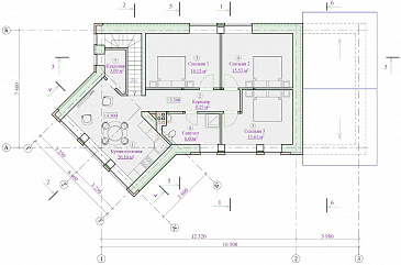 Проект гаража с мансардным жилым этажом / План мансардного этажа