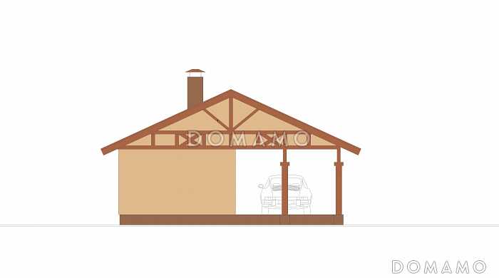 Проект отдельно стоящего гаража - бокс и навес для машины под одной крышей