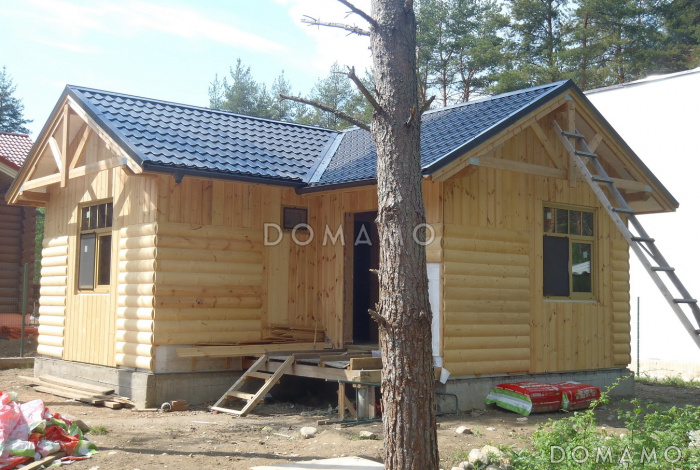 Проект каркасной бани с гостевой комнатой и обшивкой блок-хаусом