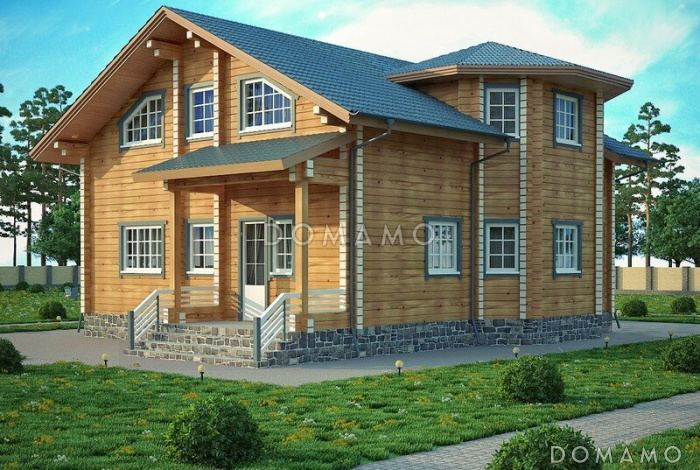 Проект дома из клееного бруса с тренажерным залом на первом этаже