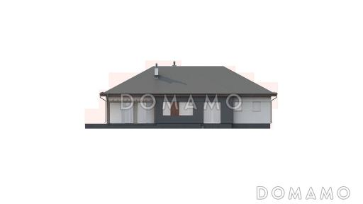 Проект просторного одноэтажного дома из газобетона с четырьмя спальнями с гардеробными  / Фасад 3