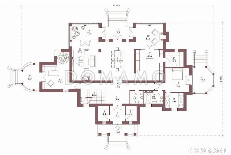 Проект дома с гостевой комнатой / План 1 этажа