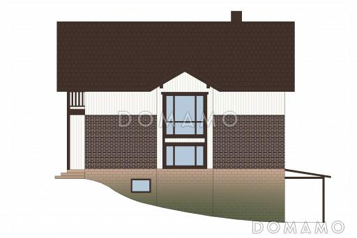 Проект каркасного дома с цокольным этажом и небольшим бассейном / Фасад 2