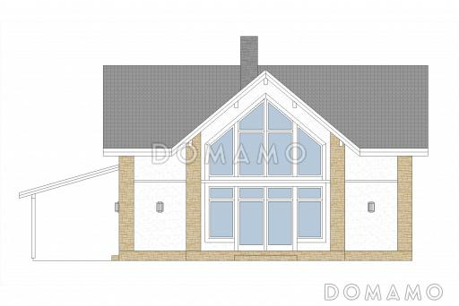 Проект каркасного дома с навесом для машины / Фасад 3