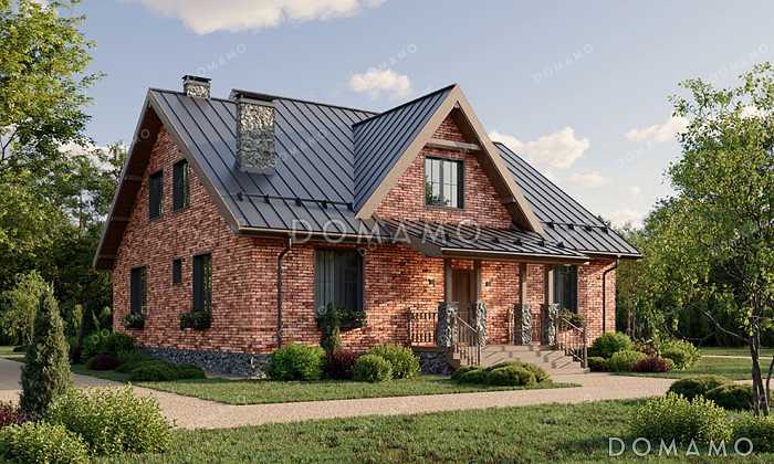 Проект дома с 3 большими спальнями, зимним садом, террасой и балконом