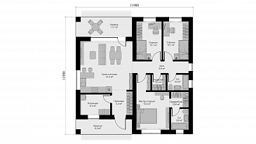 Квадра П S Брик Моно / План 1 этажа