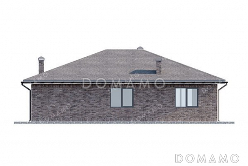 Проект компактного одноэтажного дома с террасой / Фасад 3