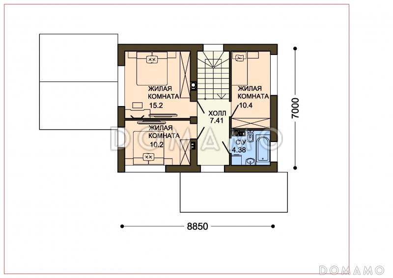 Проект функционального двухэтажного дома с террасой при гостиной / План 2 этажа